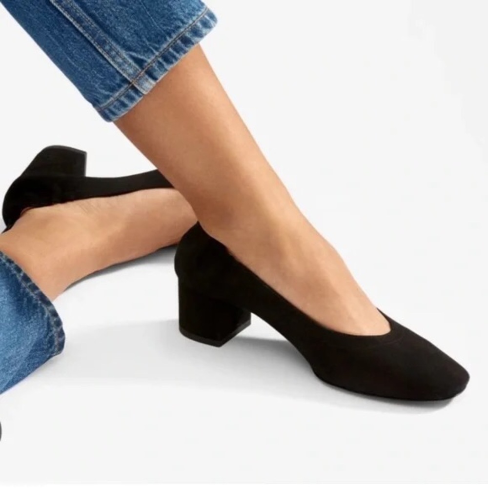 Everlane’s The Day Heel in Black Suede
